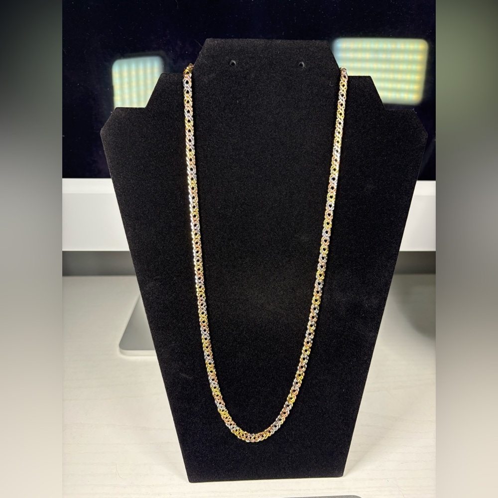 Tricolor 18K Gold Plated Chain Necklace